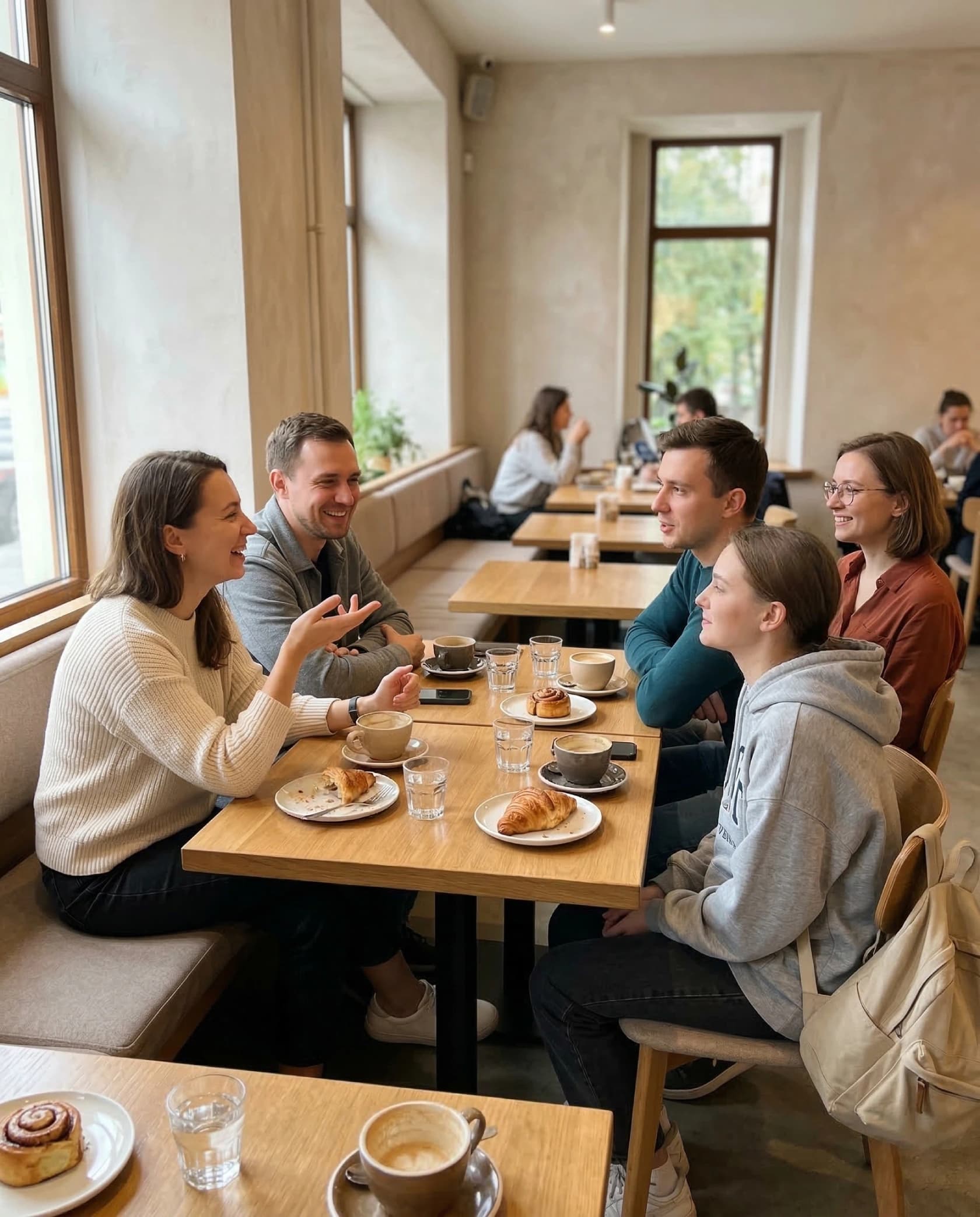 Тёплая атмосфера встречи в кафе