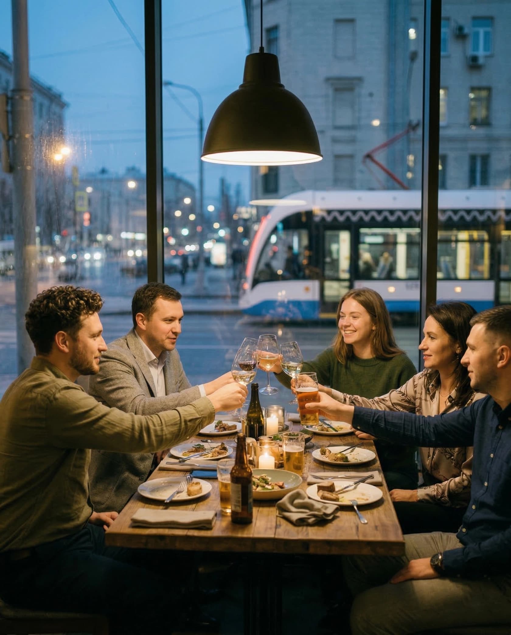 Небольшая компания на встрече в Москве
